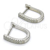 Sterling Silver Huggie Hoop, with White Cubic Zirconia, Polished, Rhodium Finish, 02.286.0009.10