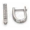 Sterling Silver Huggie Hoop, with White Cubic Zirconia, Polished, Rhodium Finish, 02.286.0009.10