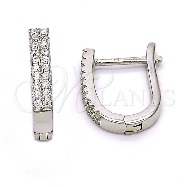 Sterling Silver Hoop Earrings — Huggie Hoop with White Cubic Zirconia Polished 02. — main product view — SKU 115823 | Plata 925 aretes de aro — Huggie Hoop with blanco Cubic Zirconia pulido 02. — SKU 115823