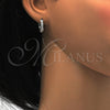 Sterling Silver Huggie Hoop, with White Cubic Zirconia, Polished, Rhodium Finish, 02.286.0012.15