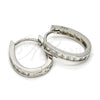 Sterling Silver Huggie Hoop, with White Cubic Zirconia, Polished, Rhodium Finish, 02.286.0015.15