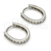 Sterling Silver Huggie Hoop, with White Cubic Zirconia, Polished, Rhodium Finish, 02.286.0015.15