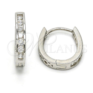 Sterling Silver Hoop Earrings — Huggie Hoop with White Cubic Zirconia Polished 02. — main product view — SKU 115829 | Plata 925 aretes de aro — Huggie Hoop with blanco Cubic Zirconia pulido 02. — SKU 115829