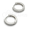 Sterling Silver Huggie Hoop, with White Cubic Zirconia, Polished, Rhodium Finish, 02.174.0050.15