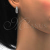 Sterling Silver Huggie Hoop, with White Micro Pave, Polished, Rhodium Finish, 02.174.0052.15