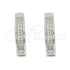 Sterling Silver Huggie Hoop, with White Micro Pave, Polished, Rhodium Finish, 02.174.0052.15