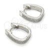 Sterling Silver Huggie Hoop, with White Micro Pave, Polished, Rhodium Finish, 02.174.0052.15