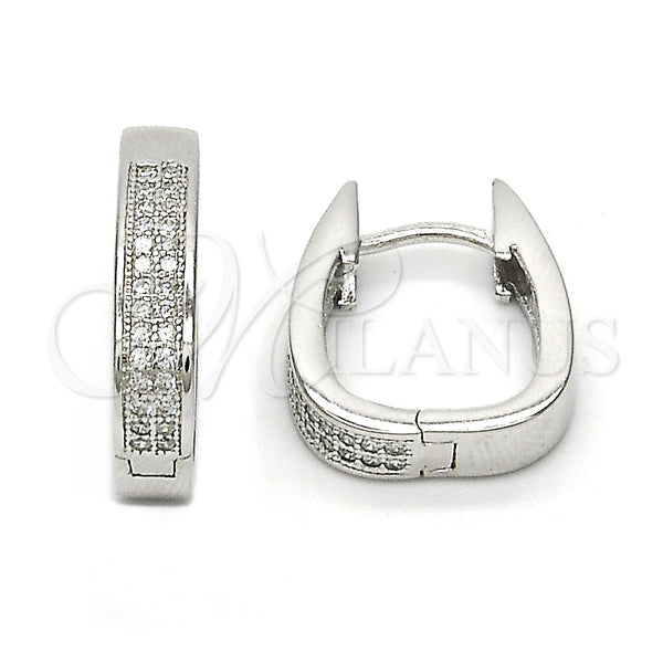 Sterling Silver Hoop Earrings — Huggie Hoop with White Micro Pave Polished 02. — main product view — SKU 115840 | Plata 925 aretes de aro — Huggie Hoop with blanco Micro Pave pulido 02. — SKU 115840