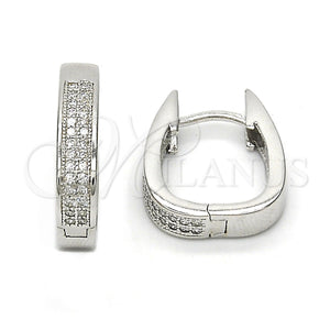 Sterling Silver Hoop Earrings — Huggie Hoop with White Micro Pave Polished 02. — main product view — SKU 115840 | Plata 925 aretes de aro — Huggie Hoop with blanco Micro Pave pulido 02. — SKU 115840