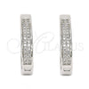 Sterling Silver Huggie Hoop, with White Micro Pave, Polished, Rhodium Finish, 02.174.0059.15