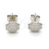 Sterling Silver Stud Earring, Umbrella Design, with White Micro Pave, Polished, Rhodium Finish, 02.174.0069