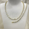 Oro Laminado Necklace and Bracelet, Gold Filled Style with White Cubic Zirconia, Polished, Golden Finish, 06.205.0031