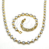 Oro Laminado Necklace and Bracelet, Gold Filled Style with White Cubic Zirconia, Polished, Golden Finish, 06.205.0031