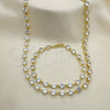 Oro Laminado Necklace and Bracelet, Gold Filled Style with White Cubic Zirconia, Polished, Golden Finish, 06.205.0031