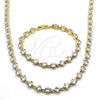 Oro Laminado Necklace and Bracelet, Gold Filled Style with White Cubic Zirconia, Polished, Golden Finish, 06.205.0031