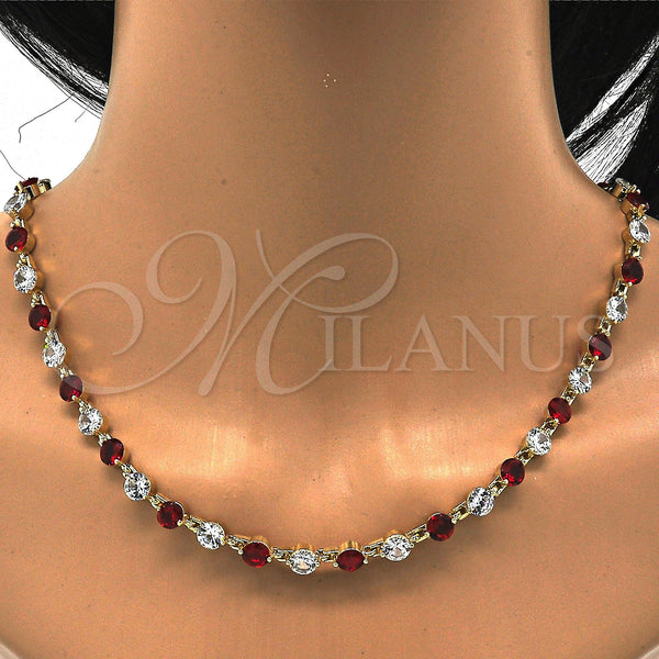 Gold Filled Bracelet — Necklace and Bracelet with Garnet and White Cubic — alternate product view — SKU 115861 | Oro Laminado brazalete — Necklace and Bracelet with Garnet and blanco Cubic — SKU 115861