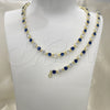 Oro Laminado Necklace and Bracelet, Gold Filled Style with Sapphire Blue and White Cubic Zirconia, Polished, Golden Finish, 06.205.0031.3