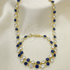 Oro Laminado Necklace and Bracelet, Gold Filled Style with Sapphire Blue and White Cubic Zirconia, Polished, Golden Finish, 06.205.0031.3