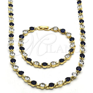 Gold Filled Bracelet — Necklace and Bracelet with Sapphire Blue and White — main product view — SKU 115862 | Oro Laminado brazalete — Necklace and Bracelet with Sapphire Blue and blanco — SKU 115862
