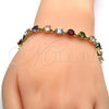 Oro Laminado Necklace and Bracelet, Gold Filled Style with Multicolor Cubic Zirconia, Polished, Golden Finish, 06.205.0031.4