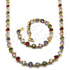 Oro Laminado Necklace and Bracelet, Gold Filled Style with Multicolor Cubic Zirconia, Polished, Golden Finish, 06.205.0031.4