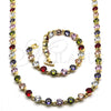Oro Laminado Necklace and Bracelet, Gold Filled Style with Multicolor Cubic Zirconia, Polished, Golden Finish, 06.205.0031.4