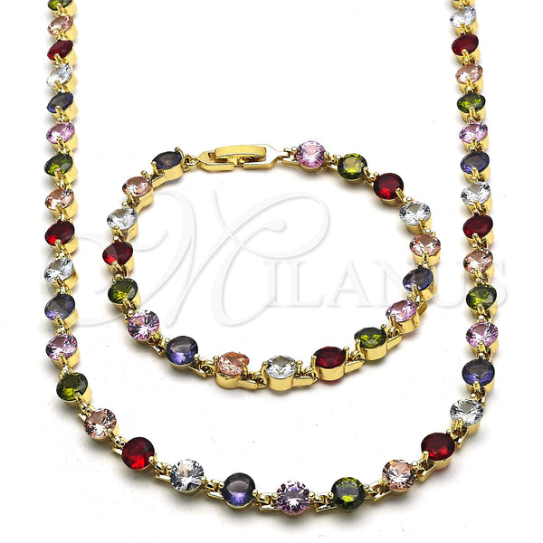 Gold Filled Bracelet — Necklace and Bracelet with Multicolor Cubic Zirconia Polished — main product view — SKU 115863 | Oro Laminado brazalete — Necklace and Bracelet with Multicolor Cubic Zirconia pulido — SKU 115863