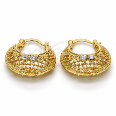 Oro Laminado Medium Hoop, Gold Filled Style with White Crystal, Polished, Golden Finish, 02.170.0179.1.30