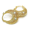 Oro Laminado Medium Hoop, Gold Filled Style with White Crystal, Polished, Golden Finish, 02.170.0180.1.30