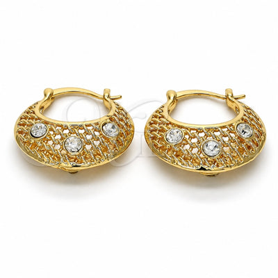 Oro Laminado Medium Hoop, Gold Filled Style with White Crystal, Polished, Golden Finish, 02.170.0182.1.25