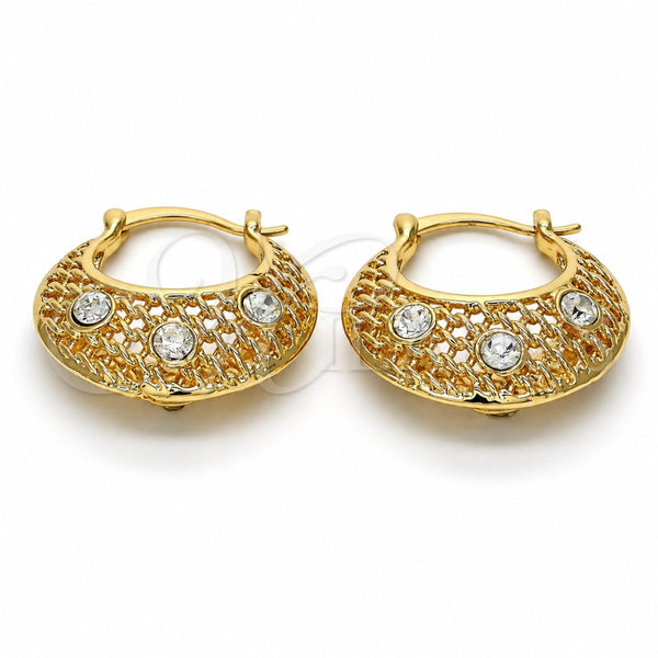 Oro Laminado Medium Hoop, Gold Filled Style with White Crystal, Polished, Golden Finish, 02.170.0182.1.25