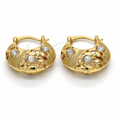 Oro Laminado Small Hoop, Gold Filled Style with White Cubic Zirconia, Polished, Golden Finish, 02.170.0183.1.25