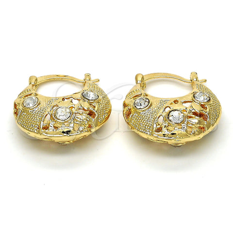 Oro Laminado Small Hoop, Gold Filled Style with White Cubic Zirconia, Polished, Golden Finish, 02.170.0183.1.25