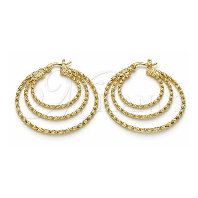 Oro Laminado Medium Hoop, Gold Filled Style Diamond Cutting Finish, Golden Finish, 02.168.0042.35