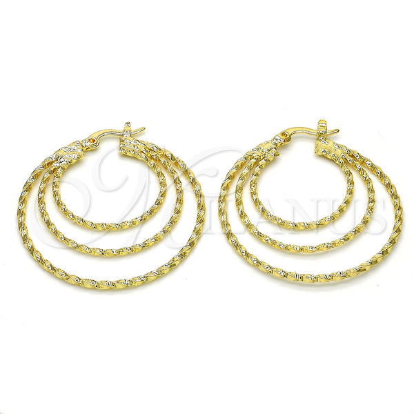 Gold Filled Hoop Earrings — Medium Hoop Diamond Cutting 02. — main product view — SKU 115888 | Oro Laminado aretes de aro — Medium Hoop Diamond Cutting 02. — SKU 115888
