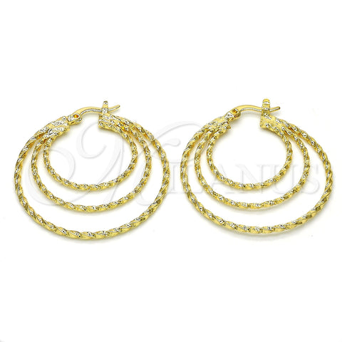 Oro Laminado Medium Hoop, Gold Filled Style Diamond Cutting Finish, Golden Finish, 02.168.0042.35
