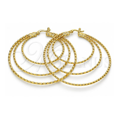 Oro Laminado Large Hoop, Gold Filled Style Diamond Cutting Finish, Golden Finish, 02.168.0042.55