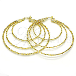 Gold Filled Hoop Earrings — Large Hoop Diamond Cutting 02. — main product view — SKU 115889 | Oro Laminado aretes de aro — Large Hoop Diamond Cutting 02. — SKU 115889