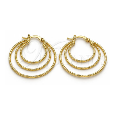 Oro Laminado Medium Hoop, Gold Filled Style Diamond Cutting Finish, Golden Finish, 02.168.0043.35