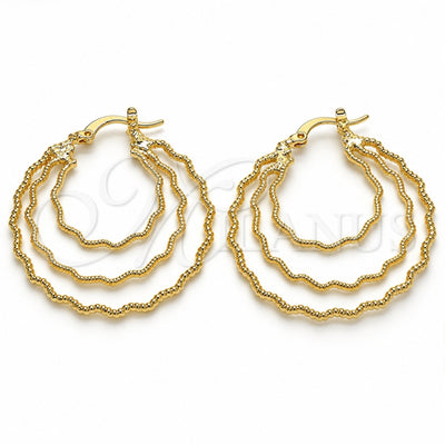 Oro Laminado Medium Hoop, Gold Filled Style Diamond Cutting Finish, Golden Finish, 02.168.0044.35