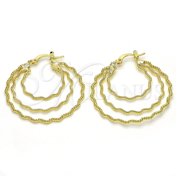 Gold Filled Hoop Earrings — Medium Hoop Diamond Cutting 02. — main product view — SKU 115892 | Oro Laminado aretes de aro — Medium Hoop Diamond Cutting 02. — SKU 115892