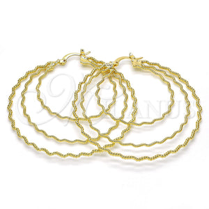 Gold Filled Hoop Earrings — Large Hoop Diamond Cutting 02. — main product view — SKU 115893 | Oro Laminado aretes de aro — Large Hoop Diamond Cutting 02. — SKU 115893