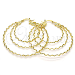 Gold Filled Hoop Earrings — Large Hoop Twist Design Diamond Cutting 02. — main product view — SKU 115895 | Oro Laminado aretes de aro — Large Hoop Twist diseño Diamond Cutting 02. — SKU 115895