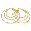 Oro Laminado Large Hoop, Gold Filled Style Twist Design, Diamond Cutting Finish, Golden Finish, 02.168.0045.55