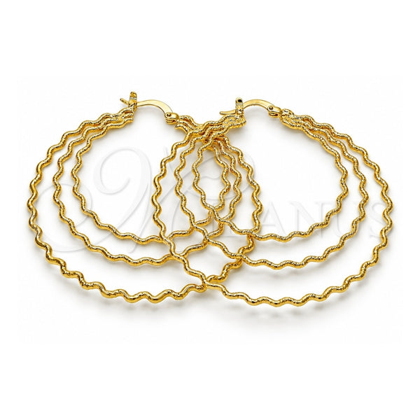 Oro Laminado Large Hoop, Gold Filled Style Diamond Cutting Finish, Golden Finish, 02.168.0046.55