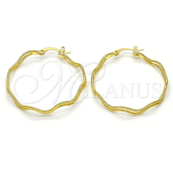 Gold Filled Hoop Earrings — Medium Hoop Diamond Cutting 02. — main product view — SKU 115898 | Oro Laminado aretes de aro — Medium Hoop Diamond Cutting 02. — SKU 115898