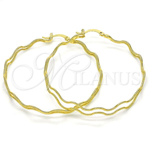 Gold Filled Hoop Earrings — Large Hoop Diamond Cutting 02. — main product view — SKU 115899 | Oro Laminado aretes de aro — Large Hoop Diamond Cutting 02. — SKU 115899