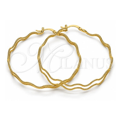 Oro Laminado Large Hoop, Gold Filled Style Diamond Cutting Finish, Golden Finish, 02.168.0047.55