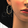 Oro Laminado Medium Hoop, Gold Filled Style Twist Design, Diamond Cutting Finish, Golden Finish, 02.168.0048.35