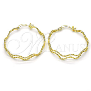 Gold Filled Hoop Earrings — Medium Hoop Twist Design Diamond Cutting 02. — main product view — SKU 115900 | Oro Laminado aretes de aro — Medium Hoop Twist diseño Diamond Cutting 02. — SKU 115900